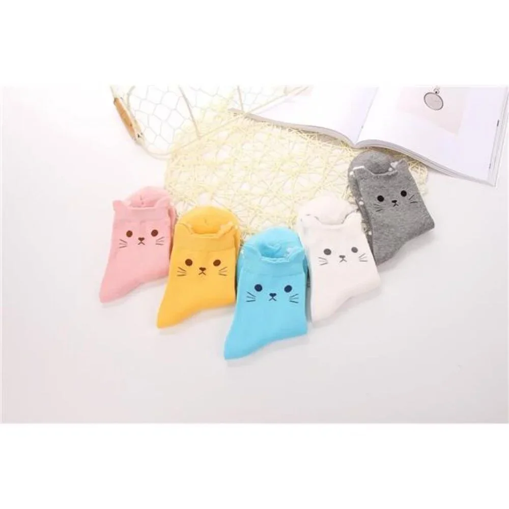 KAWAII Adorable Kitty Socks CAT lovers socks KITTEN gifts 5 pairs Kittens